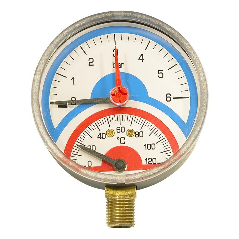 TERMO-Manometro x acqua Attacco RADIALE - Riduttori pressione, manometri -  Raccorderia, Filtri e Valvole